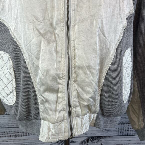 East West Vintage Puffy Ski Jacket Windbreaker Coat w/ Hood sz Large Gray Beige - Picture 5 of 14